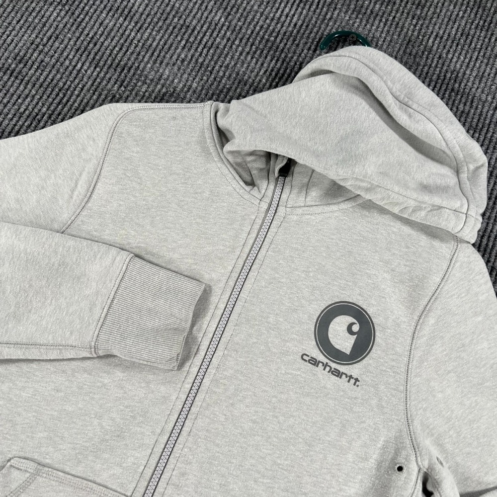 Carhartt Sweatshirt Hoodie Womens Medium Gray Long Sleeve Work Force Full Zip